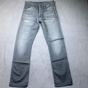 G-Star Jeans RAW 3301 30x32 Gray Factory Distressed Morris Tapered Denim Mens